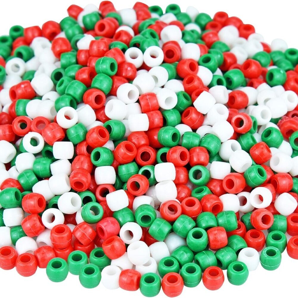 1000 Pcs Christmas Beads Assorted Opaque Round Plastic Beads for Home Decor Neck